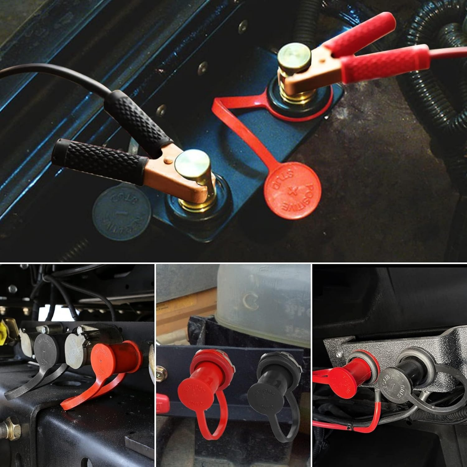 Red Black M10 Battery Terminal Jump Post 3/8" Single Stud - Image 5