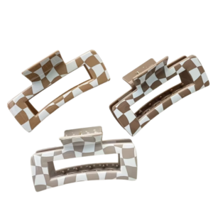 3Pc Retro Checkered Hair Clips