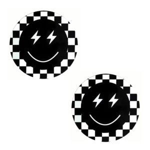 2Pc Checkered Cupholder Coasters